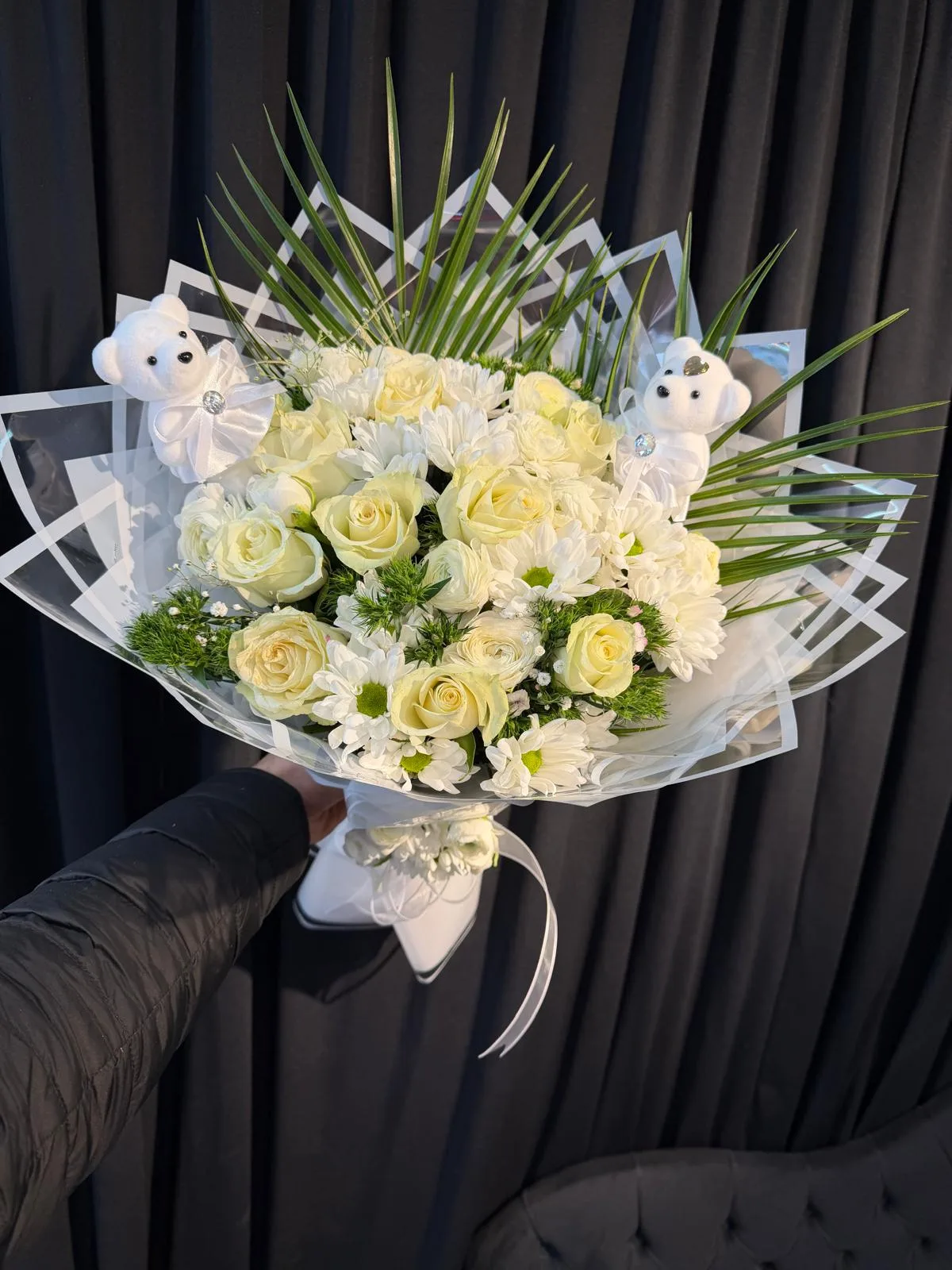 Beyaz Gül Buketi, Ayıcıklı Gül Buketi, Butik Çiçekçim