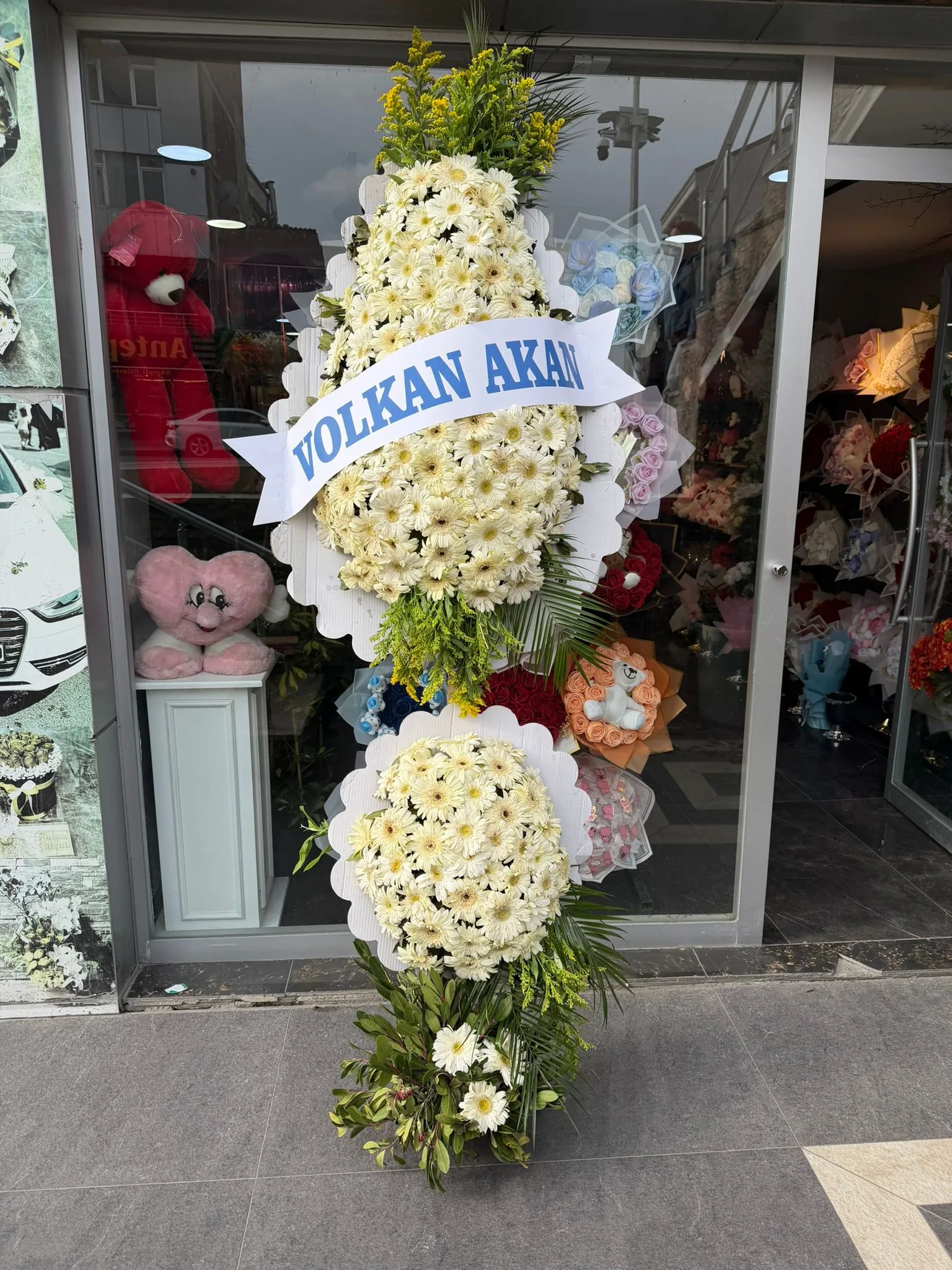 Beyaz 2 li Çelenk, çelenk siparişi, Butik Çiçekçim